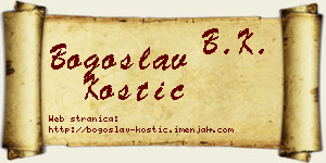 Bogoslav Kostić vizit kartica
